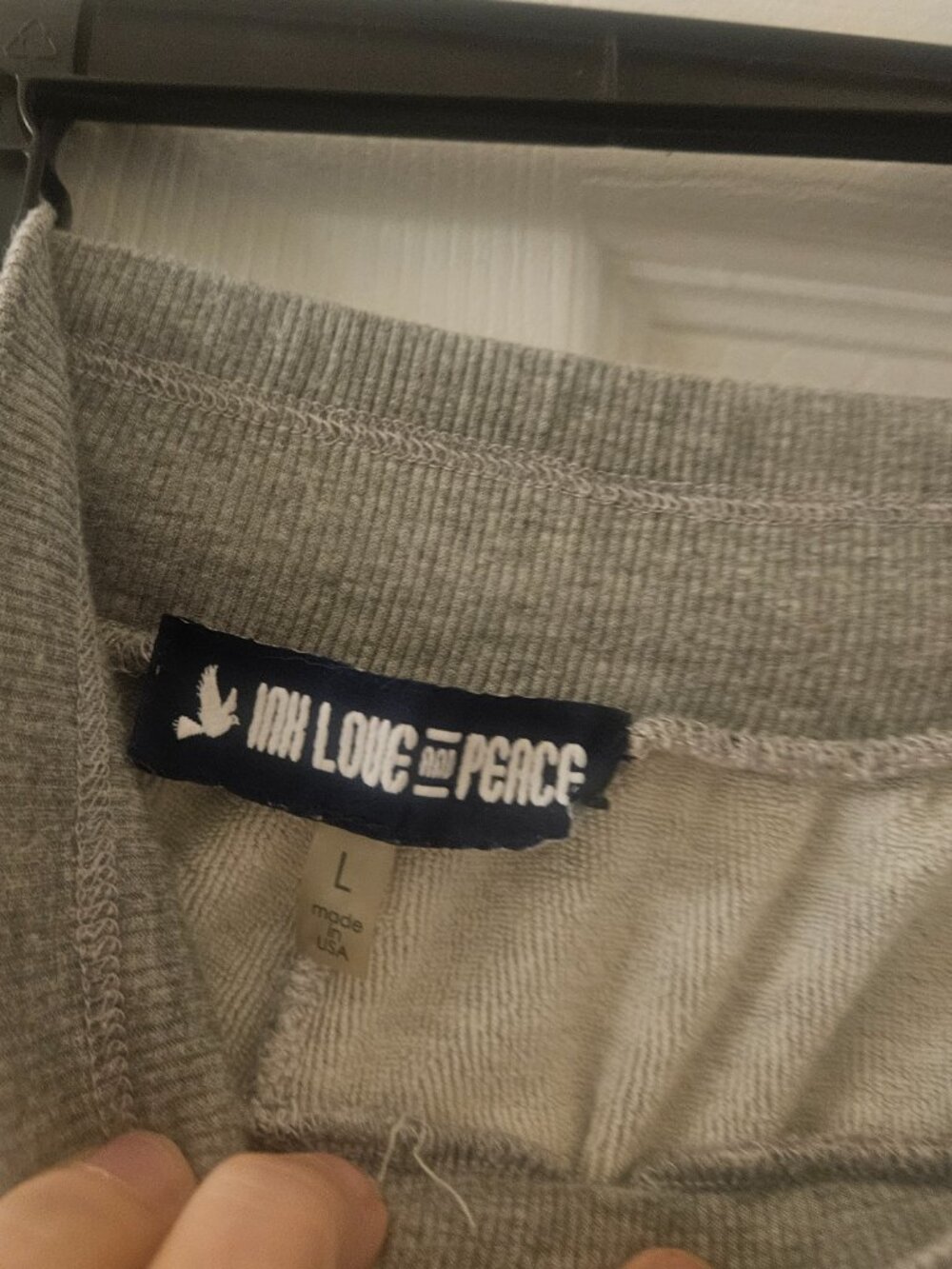 Grey white fleck Slouchy Comfy gym elastic drawstring waist pockets L - Picture 8 of 8